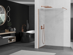 Mexen Kioto Walk-in Shower Wall 135 x 200 cm, Transparent 8 mm, Brushed Copper - 800-135-101-65-00
