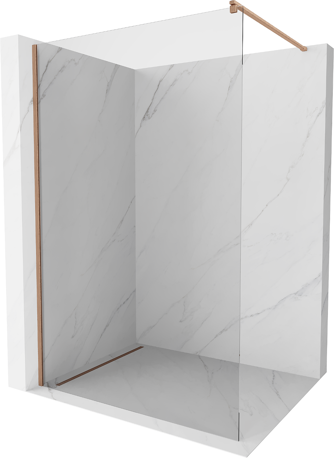 Mexen Kioto Walk-in Shower Wall 145 x 200 cm, Transparent 8 mm, Brushed Copper - 800-145-101-65-00
