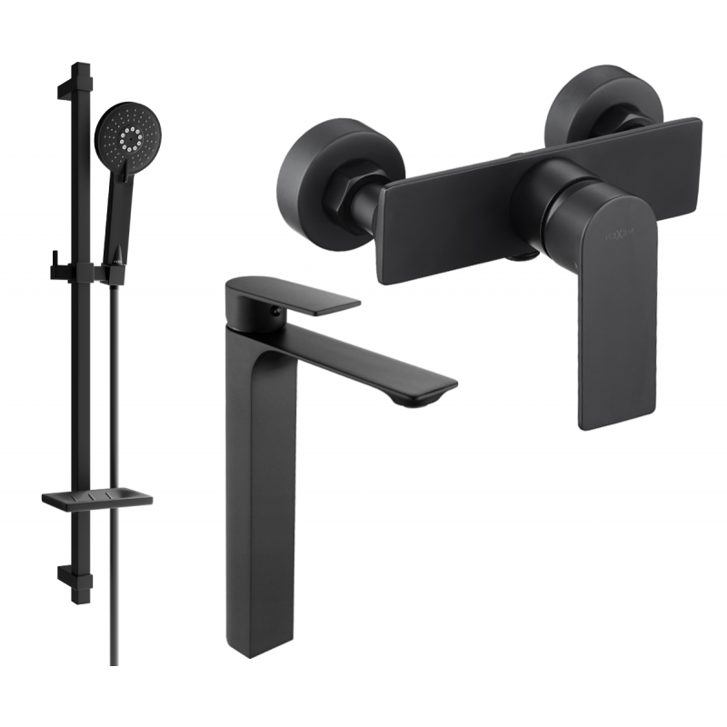 Mexen Alexa DQ40 shower set, Black - 71214DQ40-70