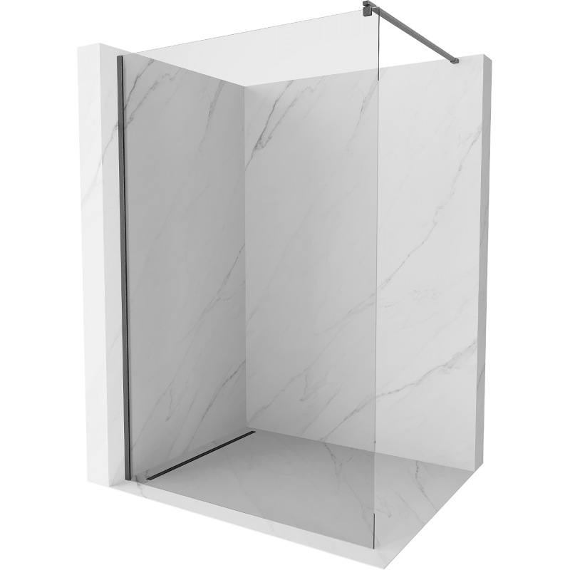 Mexen Kioto Walk-in Shower Panel 60 x 200 cm, Transparent 8 mm, Brushed Gun Gray - 800-060-101-66-00