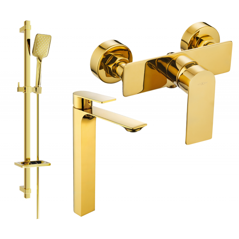 Mexen Alexa DQ62 shower set, Gold - 71214DQ62-50