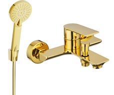 Mexen Alexa R40 bathtub mixer tap with shower head, Gold - 7123R40-50