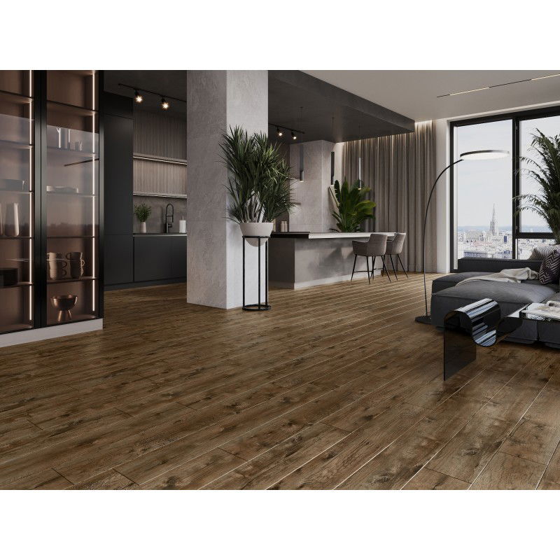 Mexen Orange Beach vinyl panels 1240 x 182 mm SPC 6.5 mm, IXPE underlay 1.5 mm, 4 V-groove, Walnut - F1028-1240-182-505-4V1-02