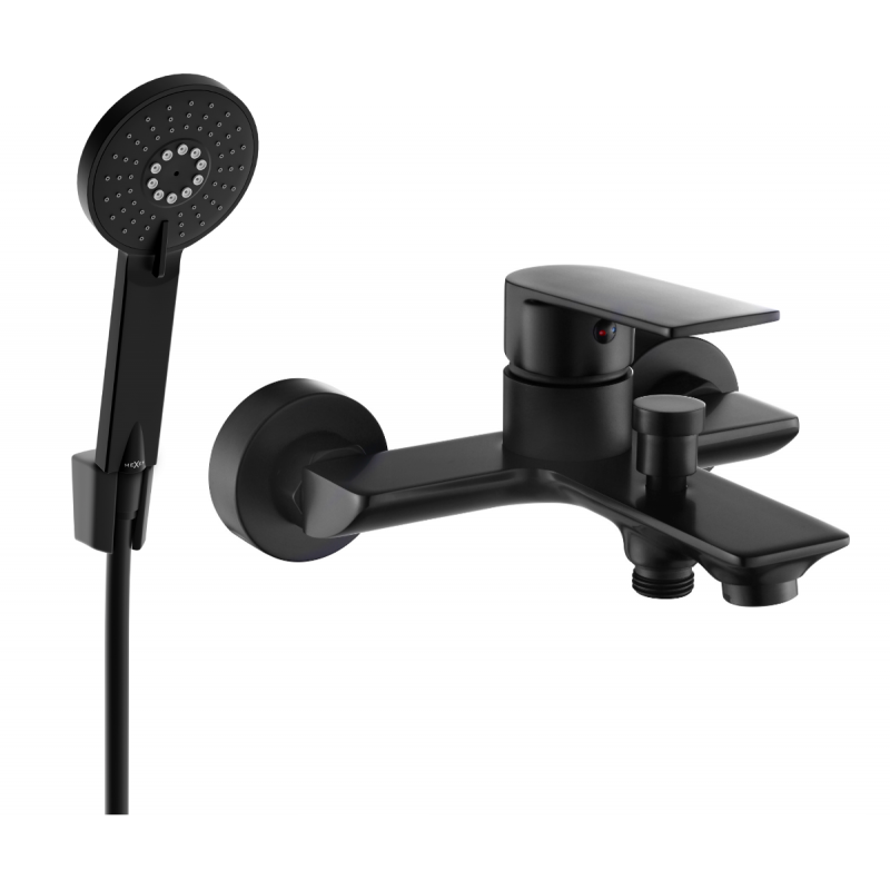 Mexen Alexa R40 bathtub faucet with shower set, black - 7123R40-70