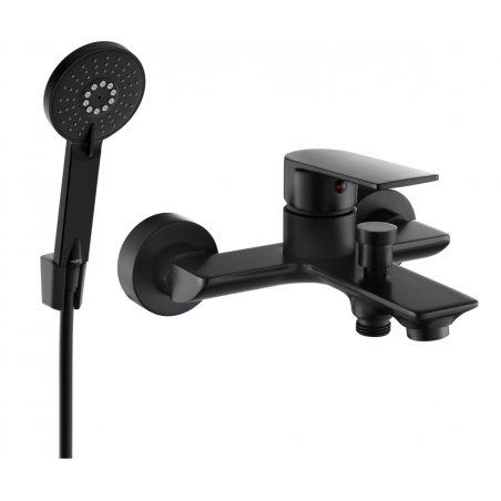 Mexen Alexa R40 bathtub faucet with shower set, black - 7123R40-70