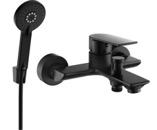 Mexen Alexa R40 bathtub mixer tap with shower head, Black - 7123R40-70