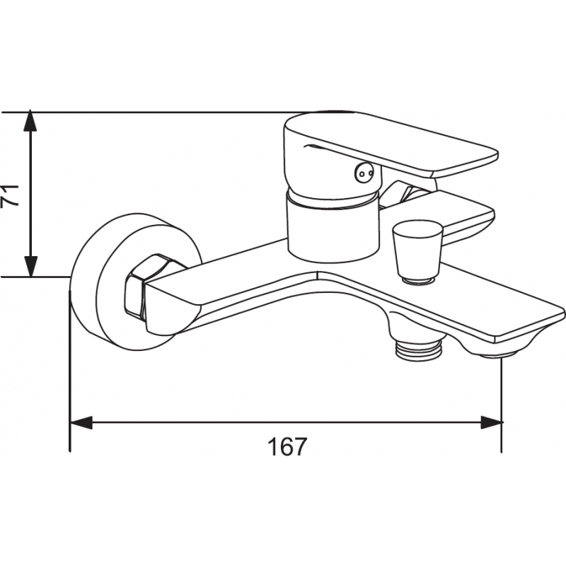 Mexen Alexa R62 bath tap with shower set, gold - 7123R62-50
