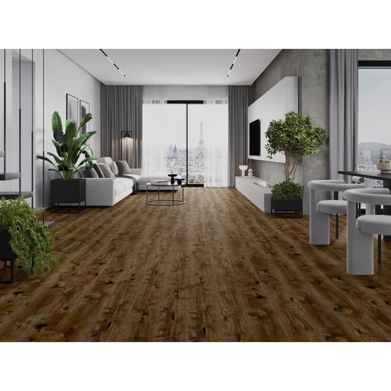 Mexen Mount Vernon vinyl panels 1240 x 182 mm SPC 6.5 mm, IXPE underlay 1.5 mm, 4 V-Groove, Walnut - F1029-1240-182-505-4V1-02