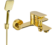 Mexen Alexa R62 bathtub mixer tap with shower head, Gold - 7123R62-50