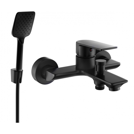 Mexen Alexa R62 bathtub mixer tap with shower head, Black - 7123R62-70