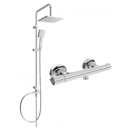 Mexen Slim Tord exposed shower set with overhead shower and thermostatic shower mixer, chrome - 77105200-00