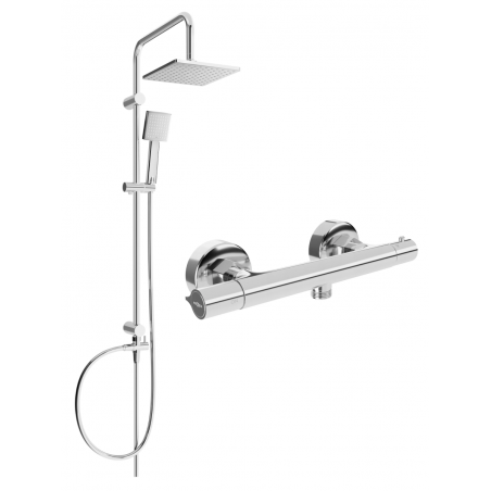 Mexen Tord surface-mounted shower set with a rainmaker and Slim thermostatic mixer tap, Chrome - 77105200-00