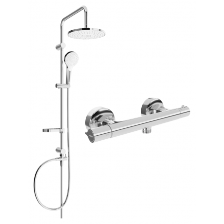 Mexen Erik exposed shower set with rain showerhead and Slim thermostatic shower mixer, chrome - 77105205-00