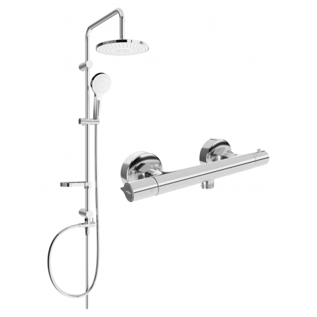 Mexen Slim Erik exposed shower set with rain showerhead and thermostatic shower faucet, chrome - 77105205-00