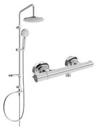Mexen Carl surface-mounted shower set with a rainmaker and Slim thermostatic mixer tap, Chrome - 77105240-00