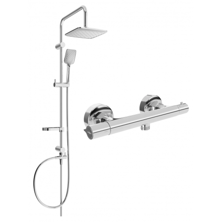 Mexen Sven exposed shower set with rain shower and Slim thermostatic shower mixer, chrome - 77105262-00