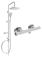 Mexen Sven surface-mounted shower set with a rainmaker and Slim thermostatic mixer tap, Chrome - 77105262-00