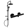 Mexen Slim Erik surface-mounted shower set with rain shower and thermostatic shower mixer, black - 77105205-70