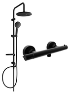 Mexen Erik surface-mounted shower set with a rainmaker and Slim thermostatic mixer tap, Black - 77105205-70