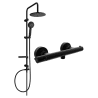 Mexen Carl surface-mounted shower set with a rainmaker and Slim thermostatic mixer tap, Black - 77105240-70