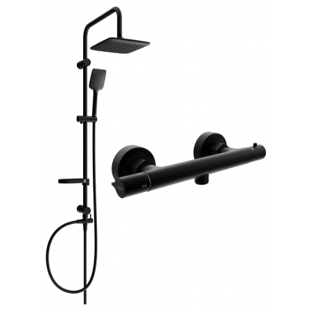 Mexen Sven exposed shower set with rain shower and Slim thermostatic shower mixer, black - 77105262-70