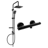 Mexen Sven exposed shower set with rain shower and Slim thermostatic shower mixer, black - 77105262-70