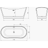 Mexen Montana freestanding bathtub 170 x 80 cm, white, gold waste - 52011708000-50