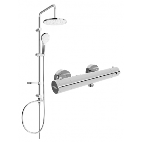 Mexen Kai Erik exposed shower set with rain shower head and thermostatic shower mixer, chrome - 77100205-00