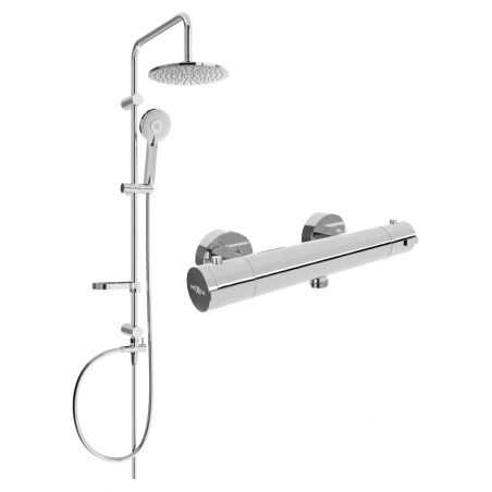 Mexen Kai Carl exposed shower set with rain showerhead and thermostatic shower faucet, chrome - 77100240-00