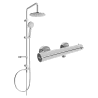 Mexen Carl exposed shower set with overhead shower and Kai thermostatic shower mixer, chrome - 77100240-00