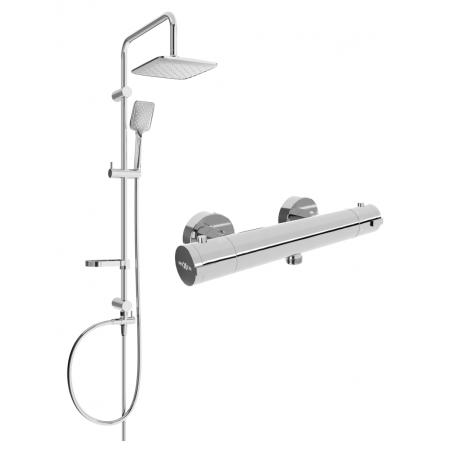 Mexen Sven surface-mounted shower set with a rainmaker and thermostatic mixer tap Kai, Chrome - 77100262-00