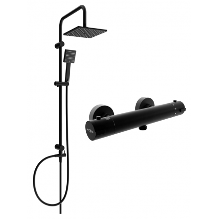 Mexen Kai Tord exposed shower set with rain shower and thermostatic shower faucet, black - 77100200-70