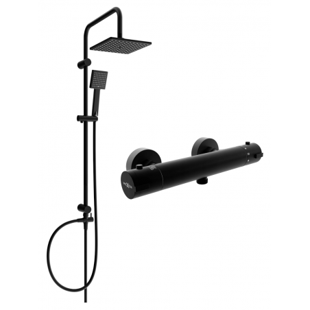 Mexen Tord surface-mounted shower set with a rainmaker and thermostatic mixer tap Kai, Black - 77100200-70