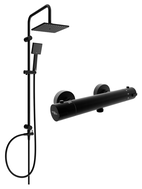 Mexen Kai Tord exposed shower set with rain shower and thermostatic shower faucet, black - 77100200-70