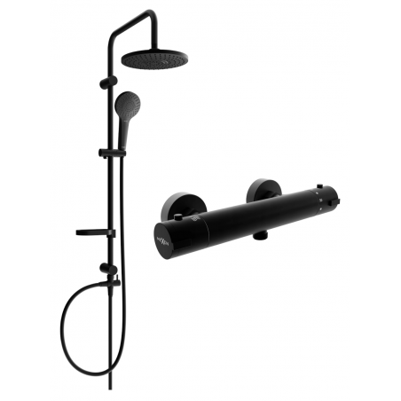 Mexen Kai Erik exposed shower set with rain shower head and thermostatic shower mixer, black - 77100205-70