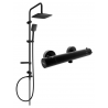 Mexen Sven surface-mounted shower set with rain shower and Kai thermostatic shower mixer, black - 77100262-70