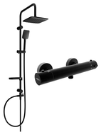 Mexen Kai Sven Surface-Mounted Shower Set with Rain Shower and Thermostatic Mixer, Black - 77100262-70