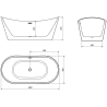 Mexen Montana freestanding bathtub 180 x 90 cm, white, with brushed gold overflow - 52011809000-55
