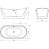 Mexen Montana freestanding bathtub 180 x 90 cm, white/black, brushed gun gray overflow - 52011809075-66