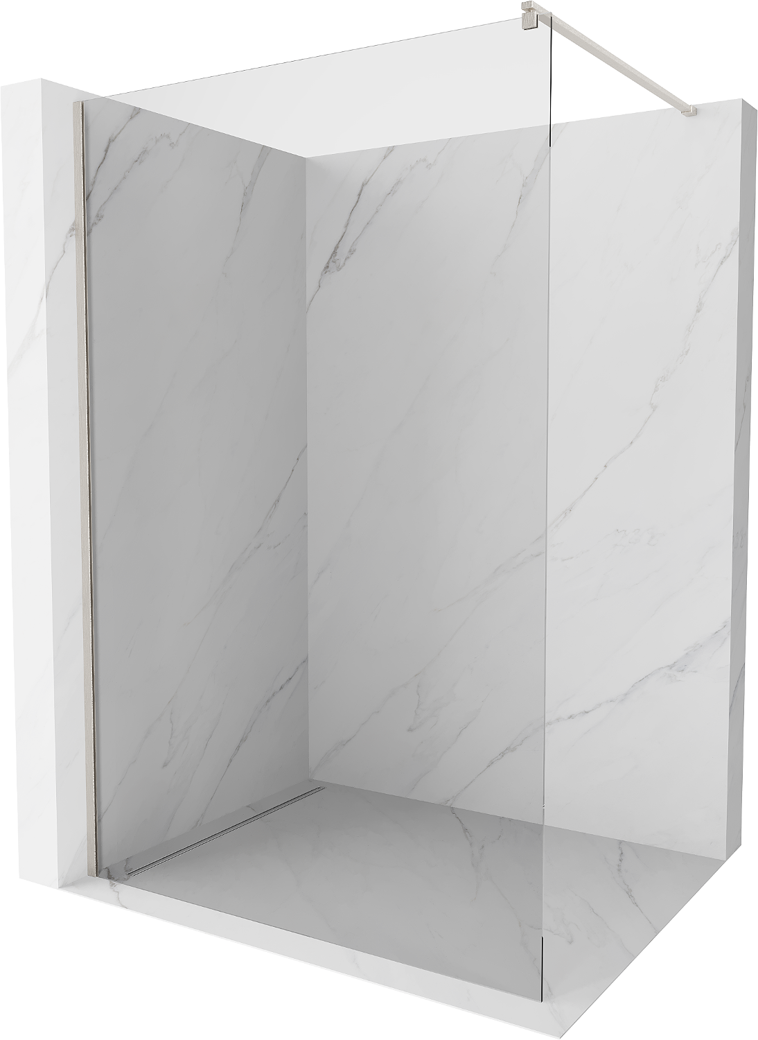 Mexen Kioto Walk-in Shower Screen 65 x 200 cm, Transparent 8 mm, Brushed Nickel - 800-065-101-97-00