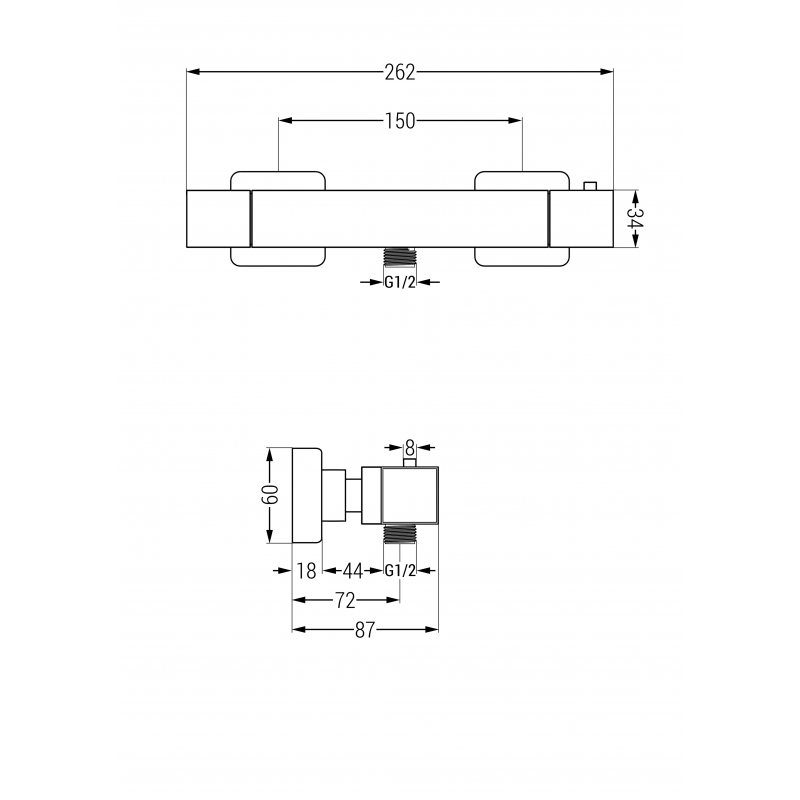 Mexen Tord exposed shower set with rain shower and thermostatic shower mixer Cube, chrome - 77200200-00