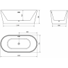 Mexen Luna freestanding bathtub 160 x 75 cm, white/black, golden overflow - 52031607575-50