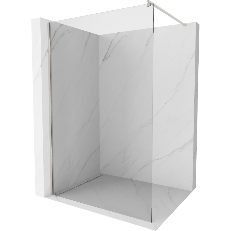 Mexen Kioto Walk-in Shower Wall 130 x 200 cm, Transparent 8 mm, Brushed Nickel - 800-130-101-97-00