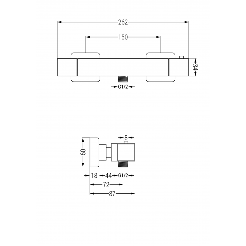 Mexen Tord exposed shower set with rain shower and thermostatic shower mixer Cube, black - 77200200-70