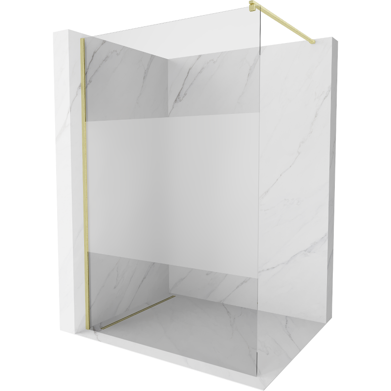 Mexen Kioto Walk-in Shower Panel 80 x 200 cm, Transparent/Frosted 8 mm, Brushed Gold - 800-080-101-55-35