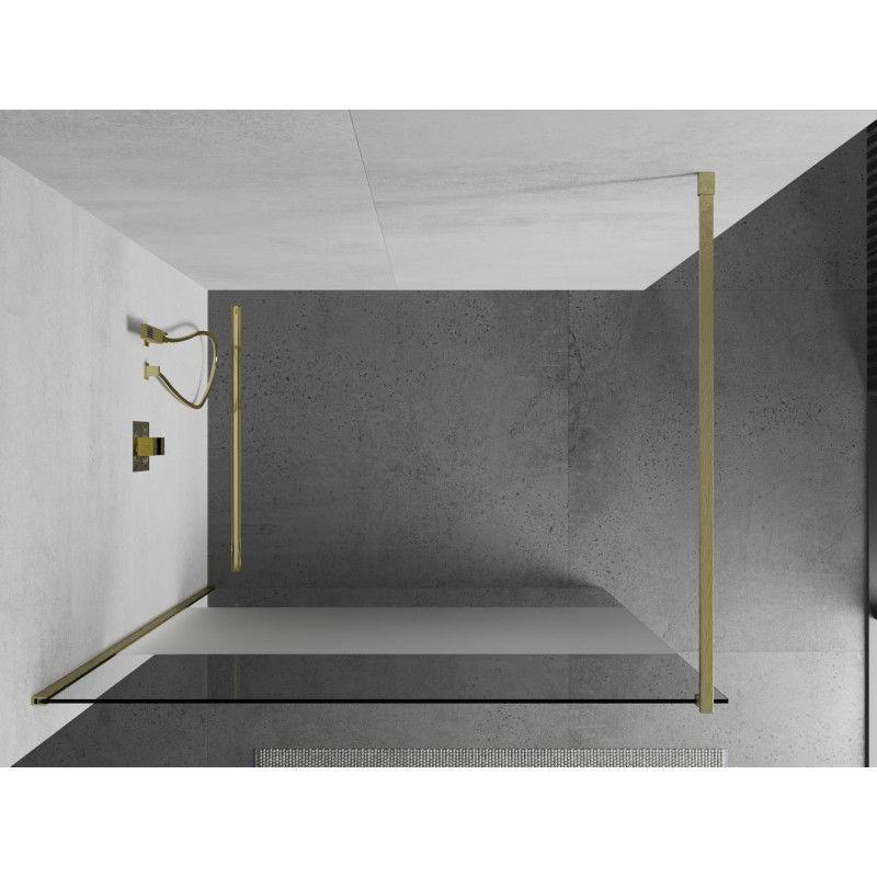 Mexen Kioto Walk-in Shower Wall 120 x 200 cm, Transparent/Frosted 8 mm, Brushed Gold - 800-120-101-55-35