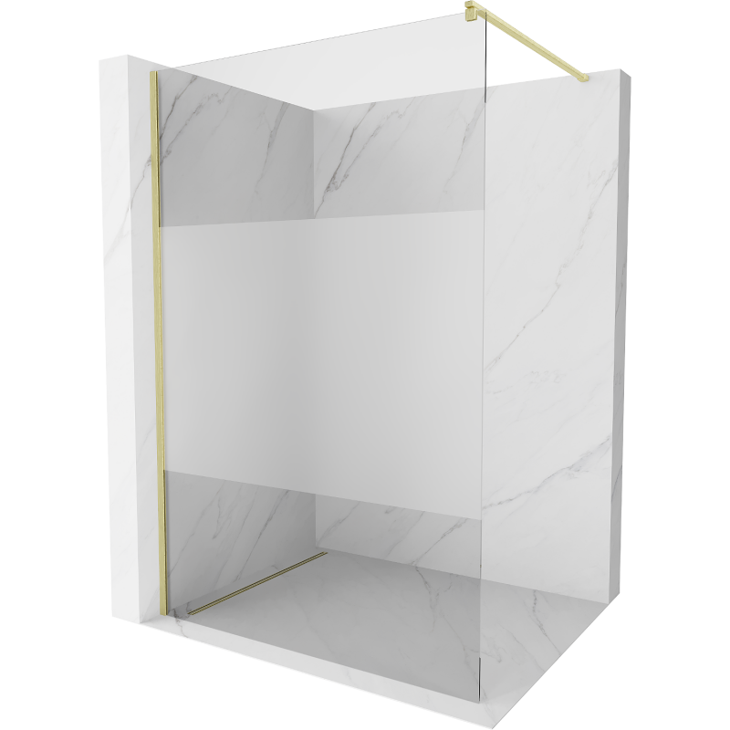 Mexen Kioto Walk-in Shower Panel 130 x 200 cm, transparent/matt 8 mm, brushed gold - 800-130-101-55-35