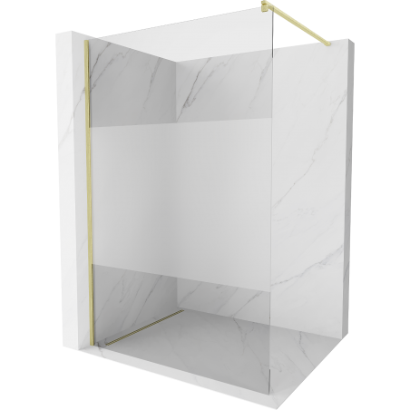 Mexen Kioto Shower Wall Walk-in 130 x 200 cm, Transparent/Frosted 8 mm, Brushed Gold - 800-130-101-55-35