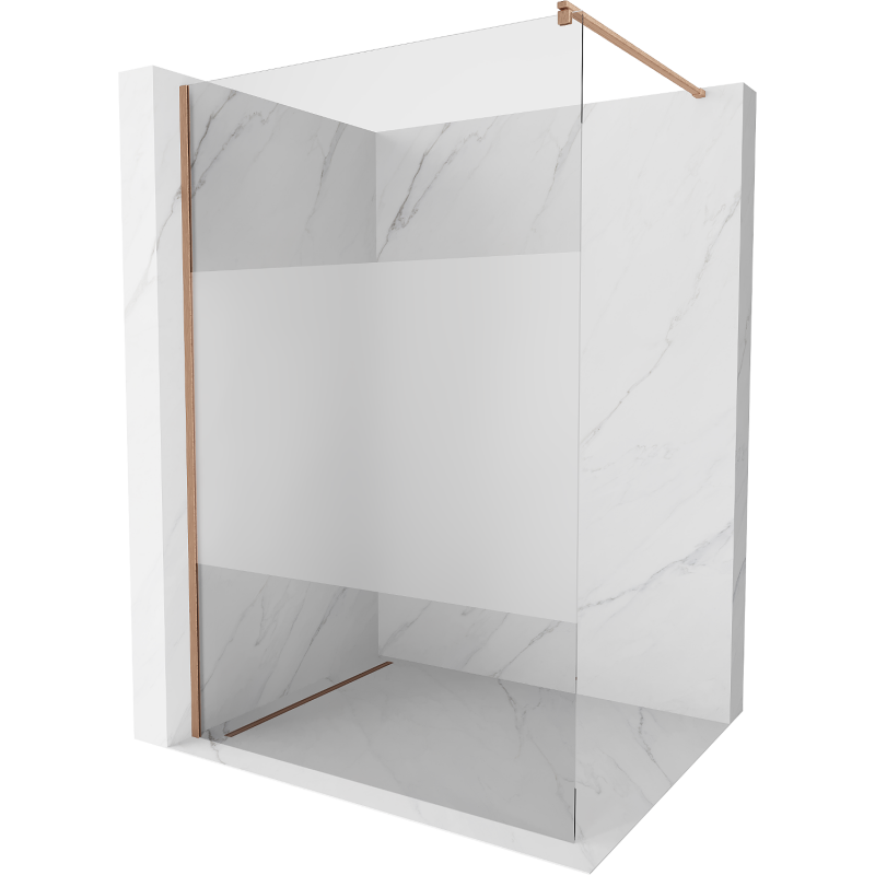 Mexen Kioto shower wall Walk-in 70 x 200 cm, transparent/frosted 8 mm, brushed copper - 800-070-101-65-35