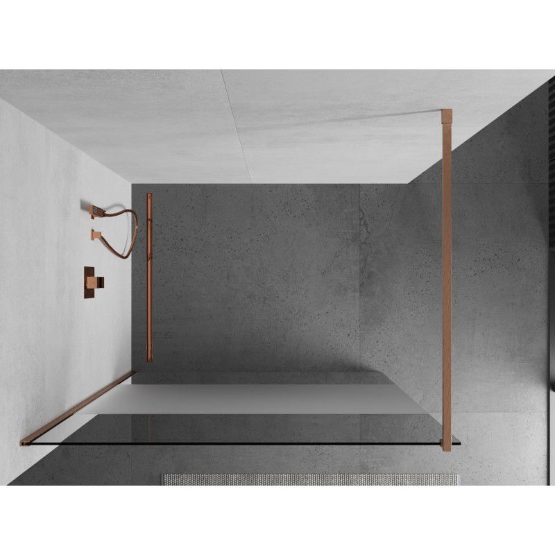 Mexen Kioto shower wall Walk-in 70 x 200 cm, transparent/frosted 8 mm, brushed copper - 800-070-101-65-35